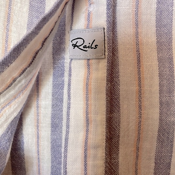 RAILS Linen Blend Charli Shirt Bacara Stripe Button Front Sz:XS - Picture 12 of 14